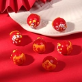 Lucky fish beads in red ceramic for DIY jewelry making and Year of the Horse crafts - Abundance Every Year / Red