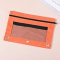 Orange double zipper 3-ring binder pencil pouch with mesh window for school office - Mesh Orange (Double Zipper) / 25x19cm