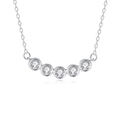 Elegant S925 sterling silver necklace with five round D-color moissanite stones in a curve - Five-stone Arc-shaped Design (fddz-109) / White Gold