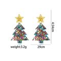 Christmas tree earrings with colorful sequins and golden star pendant charms - Multicolor Christmas Tree Drop Earrings