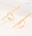 Set of minimalist gold geometric bar rings in polished stainless steel for women - Gold Minimalist Long Bar Geometric Ring Set (2Pcs) (33戒指2个)