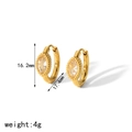 Gold stainless steel hoop earrings with marquise-cut zircon and beaded edge detailing - Marquise Style (TE6571)