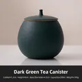 Dark green ceramic tea canister with textured finish and airtight lid, 250ml capacity - Dark Green