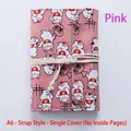 A6 Binder-Umschlag in Rosa aus Segeltuch mit Glückskatzen-Motiv und Bindeband-Verschluss - Rosa Schnür-Stil (Nur Hülle)