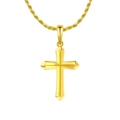 Polished golden cross pendant with a classic twist chain for men, 925 sterling silver - NMN07-Plain Cross Gold