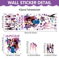 Anime-Hexe Wandaufkleber Set mit 43 Teilen und Maßangaben für die Schlafzimmerdekoration - Anime Girl Group Kombination (UV24Y12864T_R) / 90x30cm
