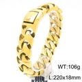 Men's punk style golden keel chain bracelet with H-link design on display stand - 22cm / Style A Gold (KB188234-KJX) / Gold