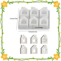 6-cavity Christmas house silicone mold with hollow deer and tree patterns for resin - 6-Cavity Hollow Christmas House / White