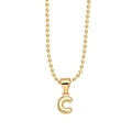 Polished gold initial C letter pendant necklace with elegant beaded chain jewelry - Letter C