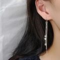 Elegant 925 sterling silver star tassel earrings with long chain for women - Tassel Star Snake Chain Ear Threader