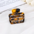 Elegant tortoise shell patterned square hair claw clip in amber brown acetate material - Square Hollow / Dark Tortoise Shell