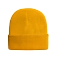 Classic knitted warm winter beanie hat in mustard yellow with fold-over cuff design - One Size / Earthy Yellow