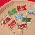 Christmas cupcake toppers set with Santa Claus, snowman, and reindeer paper flags - Blue Santa Single-sided Flag Toppers 80pcs