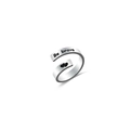 Polished stainless steel Be Brave engraved double layer adjustable ring with heart detail - US 9 / R110 Be Brave Heart / Silver