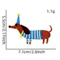 Detailed dimensions of cartoon dachshund embroidered patch with height and width labels - Puppy Patch 14#