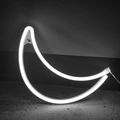 White crescent moon LED neon sign wall light with flexible light strip and hanging hole - Cool White