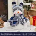 Blue plaid Christmas snowman doll ornament with knit hat and scarf, medium 35cm size - Blue Plaid Standing Snowman B (Medium)