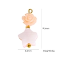 Pink rose and star charm pendant with natural stone beads for DIY jewelry making - Pink Rose Five Pointed Star
