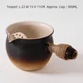 Japanese style ceramic tea pot with side handle and gradient glaze finish 900ml - 30oz / Large Capacity Tea Pot (Glazed Interior) / 22cmx15cmx11cm