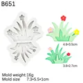Molde de silicona con formas de hierba y flores para decoración de chocolate o fondant - Hierba (B651) / Gris