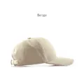 Unisex beige corduroy baseball cap with six-panel crown and adjustable strap - Adjustable / Beige