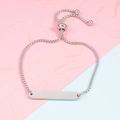 Pulsera de barra plateada ajustable con cadena de caja de acero inoxidable pulido de espejo - Ovalado Color Acero (MP095)