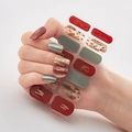 Adesivi per unghie 3D oro DQ3-043 con motivi rosso scuro, grigio e foglia d'oro - Stile Linea Foglia d'Oro Rosso Profondo (DQ3-043)