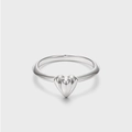 Vintage S925 sterling silver ring featuring a 3D heart-shaped silver metallic design - JZ0809-3D Heart