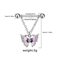 Pink heart butterfly nipple ring with zircon stones and silver barbell piercing - Butterfly Pendant Chain Style (24071003-3)