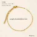18k gold plated 304 stainless steel anklet with lobster clasp and extension chain - Minimalist Fine Dense Chain (S-H386)