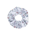 White Christmas satin scrunchie with festive candy cane and snowflake print patterns - Style 3# (White Christmas Hand-drawn)