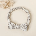 Detail of baby floral bow headband with elastic strap and vintage botanical print - Tree Branch Texture