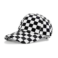 Fashionable baseball cap featuring classic black and white checkerboard pattern print - Black & White Checkerboard