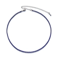 Detail of deep blue rhinestone necklace with silver extension chain and lobster clasp - Royal Blue Rhinestone (Gun Black Plated)