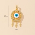 Golden Evil Eye Dreamcatcher Pendant with White Zircon and Feather Charms - 3.7cm - Gold Dreamcatcher Feather Evil Eye Pendant (46)