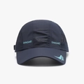 Dark grey quick-dry sports baseball cap with breathable laser holes and blue logo - Adjustable / Navy Blue
