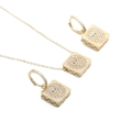 Set gioielli dorati con testa di leone, collana in zircone e orecchini coordinati - Set di Gioielli Testa di Leone Oro