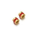 Polished 18k gold plated spacer bead with red rhinestones for DIY bracelets - Gold-Red Rhinestone