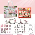 Pink Christmas countdown calendar blind box with DIY jewelry bracelet set for kids - Pink Theme Silver Chain Blind Box (HK858)