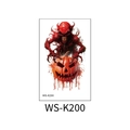 Scary Halloween temporary tattoo WS-K200 featuring a monster clawing a bloody pumpkin - WS-K200