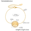 Detailansicht des goldenen Lebensbaum-Armbands aus Edelstahl mit Zirkon und Maßen - Goldene Lebensbaum Zirkonia Armband (TXE440)