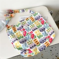 Detail of colorful floral oil painting print on large canvas tote bag for women - 15D Pressed Flowers