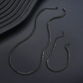Set minimalista con collana e bracciale a catena O in acciaio inossidabile nero gunmetal - Nero