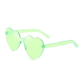 Lunettes de soleil cœur vert clair translucide avec design monobloc sans monture - Vert Fluorescent