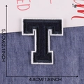 Letter T embroidery patch in navy blue plush with white border for clothing decor - Letter T / Navy Blue