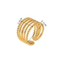 Verstellbarer mehrlagiger Goldring mit Perlenrand und glattem Ringbanddesign - Fünfschichtiger Perlenrand Abwechselnder Stil / Gold