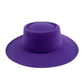 Sombrero fedora clásico de fieltro morado con ala plana y copa redonda para hombre y mujer - M (56-58cm) / Púrpura profundo