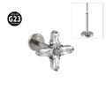 G23 titanium kruis labret stud met heldere zirkonia steentjes en draadloze pinstluiting - Kruistype - Staalkleur / 1.2x8mm
