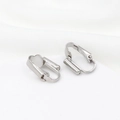 Silver-plated metal clip-on earring converters with screw-back design for non-pierced ears - Type 5 Needle Tube Oval Converter White Gold