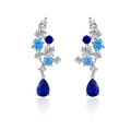 Eleganti orecchini in argento S925 con acquamarina a pera e brillanti zirconi a goccia - Blu-ED027